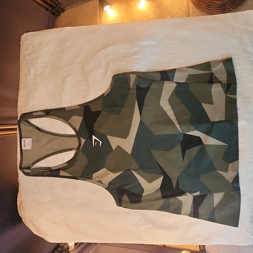 Gymshark Small Muscle Shirt Camo Style with Wicking Technology.